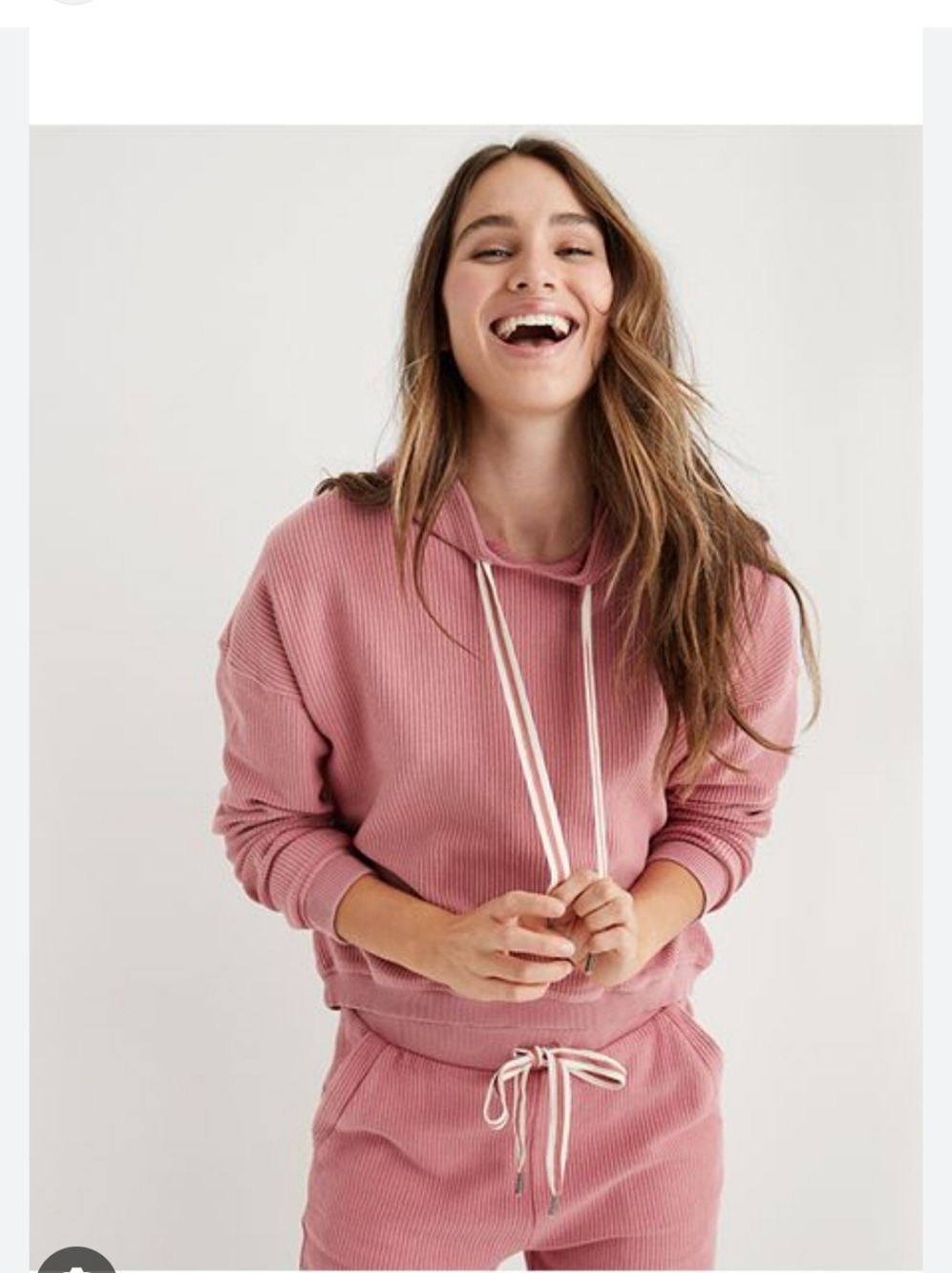 Aerie Love Corded Ribbed Hoodie Size Large